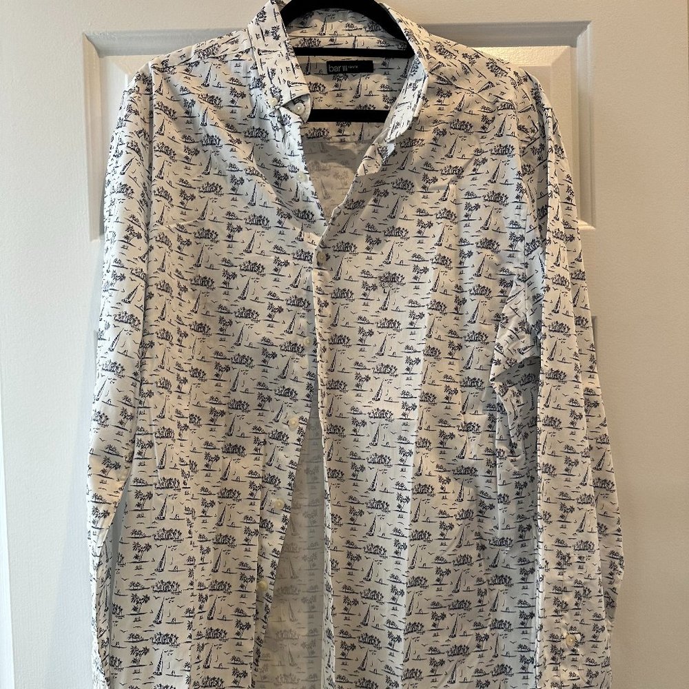 Bar III Ship & Palm Tree Design Shirt